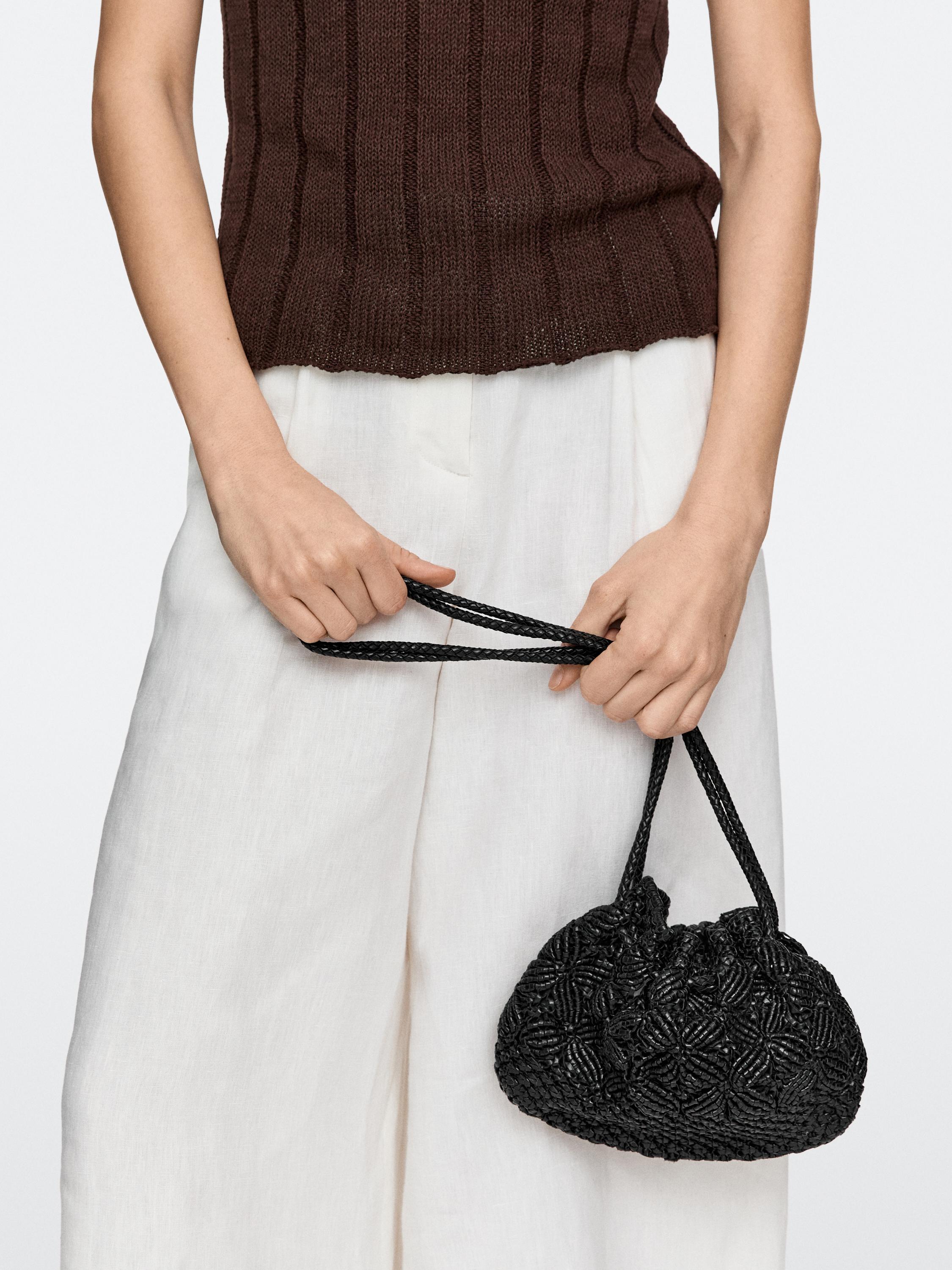 Nappa leather macramé pouch bag